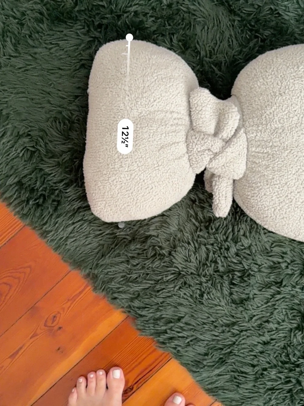 3/$25 ✨ Sage Green Sherpa Bow Throw Pillow Plush Decorative Accent